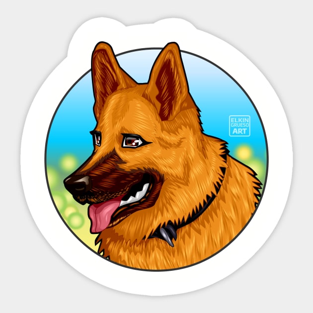 German Shepherd Dog Illustration Sticker by elkingrueso